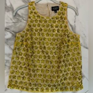 J.Crew Collection sleeveless yellow sequin flowers top XS NWT